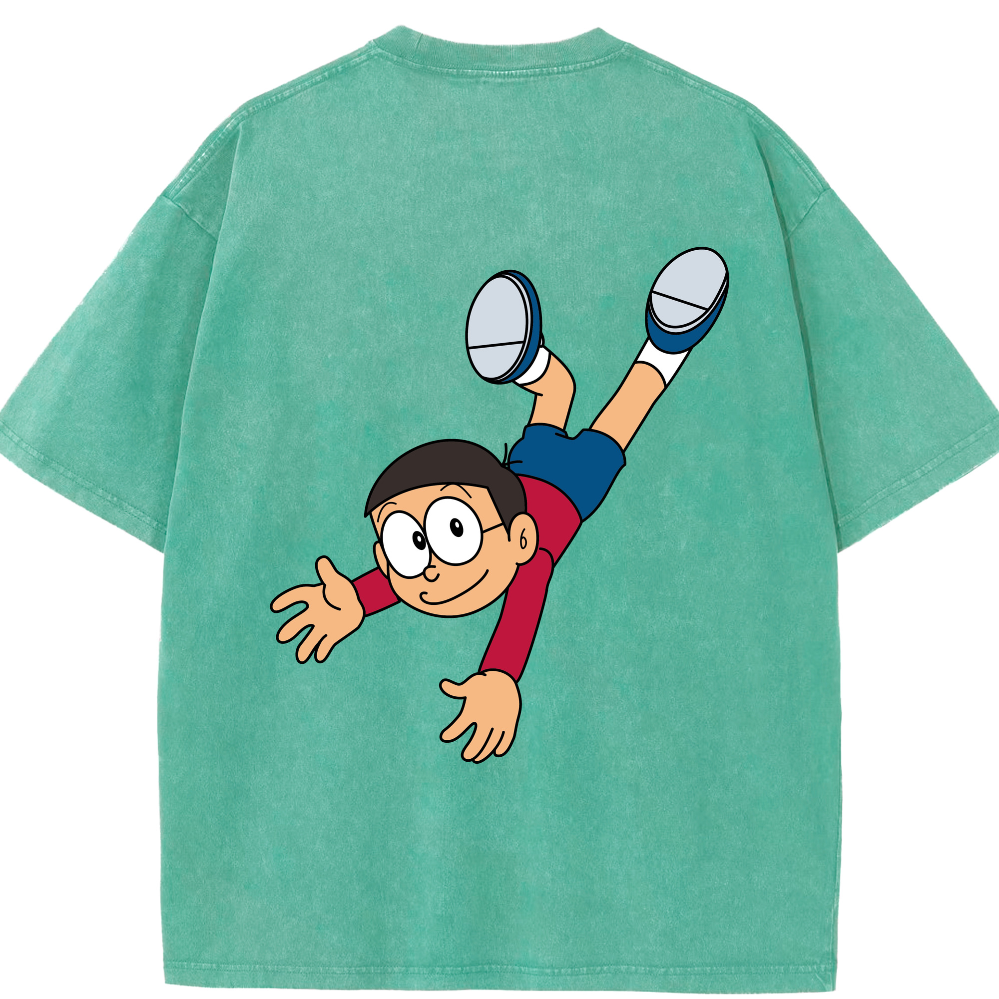 （画像用） ドラえもん 野比 のび太 Doraemon Nobita Nobi 綿100% ヴィンテージ風 半袖Tシャツ（背面プリント）